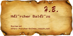 Hörcher Balázs névjegykártya